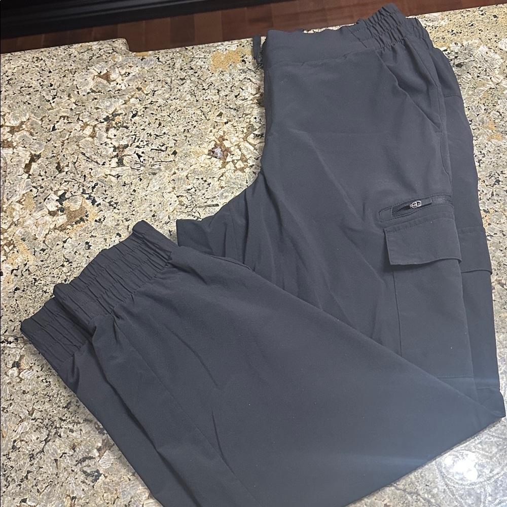 Gray Elastic Waist Cargo Pants